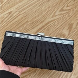 Elegant Black Clutch with Rhinestone Accent